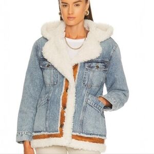 We The Free Magnolia Faux Suede Cozy Sherpa Denim Jacket